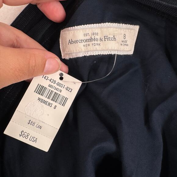 Abercrombie & Fitch Mini Bubble Skirt Womens Sz 8 Navy Micro Corduroy Y2K 90s - Picture 6 of 9